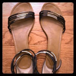Black zip back sandals